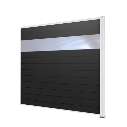 Zaun / Sichtschutz Erweiterung: 1 weißer Pfosten + graue WPC Dielen, 194 x 186 cm