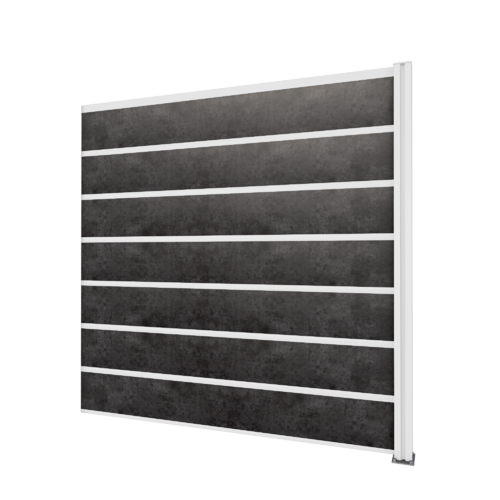 Zaun / Sichtschutz Erweiterung: 1 Pfosten weiß + Schichtstoffplatten anthrazit, 194 x 186 cm