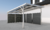 Gutta Seitenwand Carport weiß, WPC Dielen grau, 582 x 186 cm